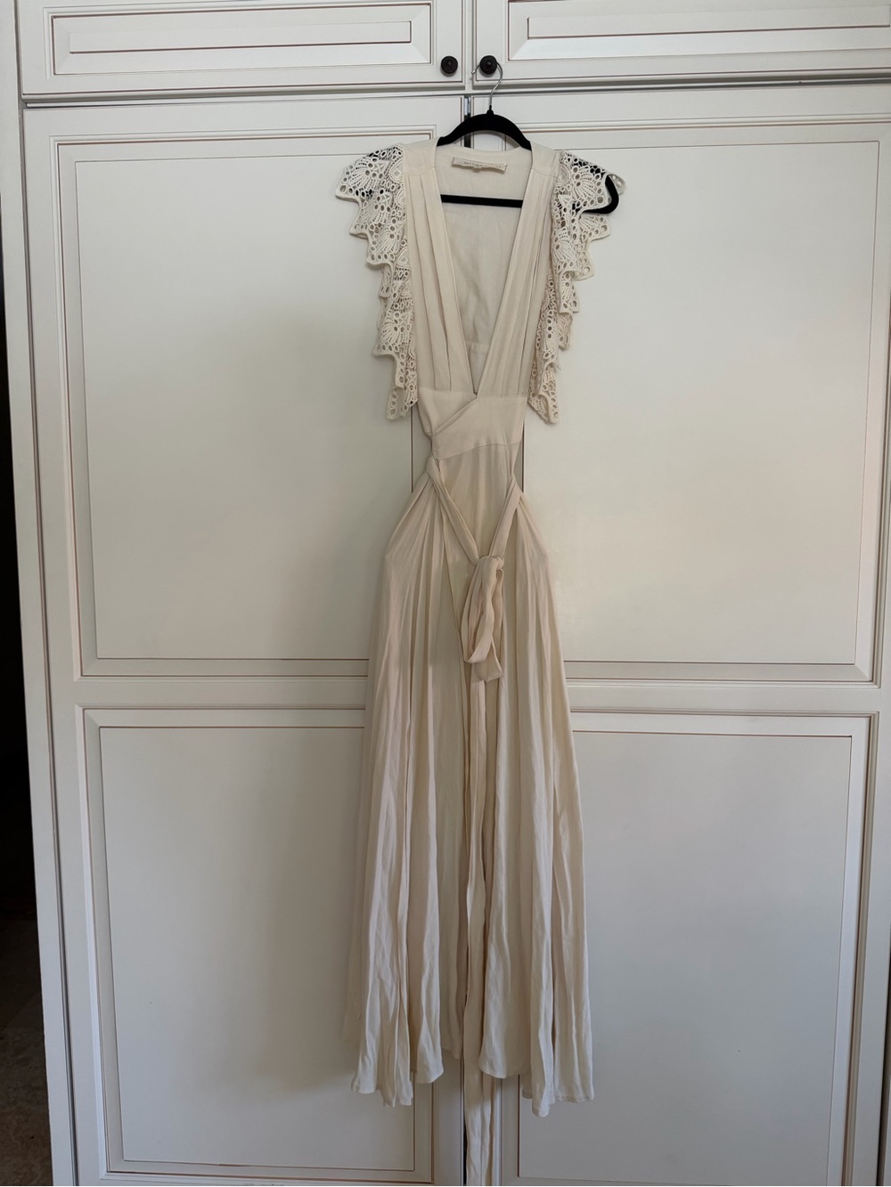 Jen's Pirate Booty White Poppy Wrap Bohemian Lace-Trim Maxi Dress in Cream - Picture 5 of 9